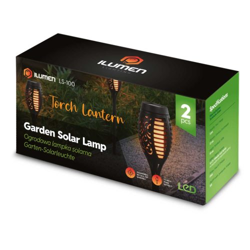 Led napelemes leszúrható fáklya lámpa, 2db - Ilumen LS-100