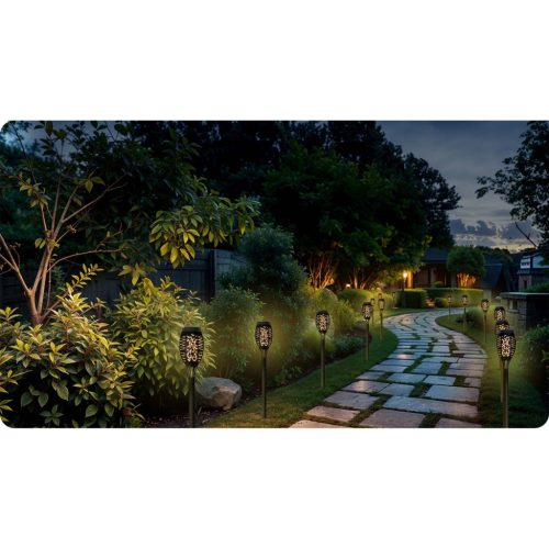 Led napelemes leszúrható fáklya lámpa, 2db - Ilumen LS-100