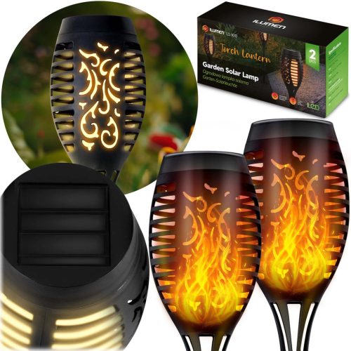 Led napelemes leszúrható fáklya lámpa, 2db - Ilumen LS-100