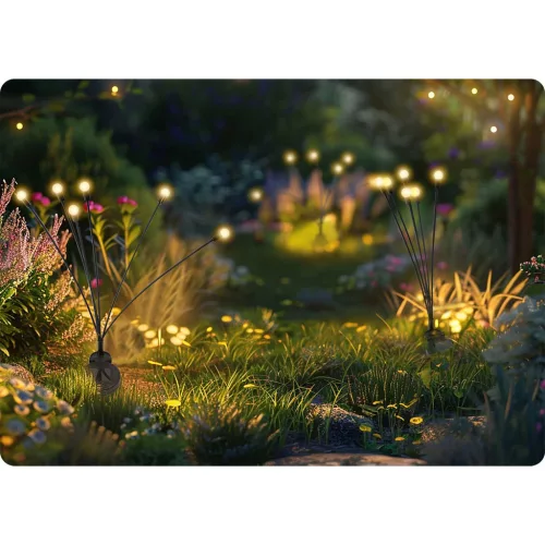 Led napelemes leszúrható dekoratív kerti lámpa szentjánosbogár effektussal, 2 db - Ilumen LS-101