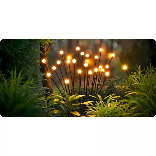 Led napelemes leszúrható dekoratív kerti lámpa szentjánosbogár effektussal, 2 db - Ilumen LS-101