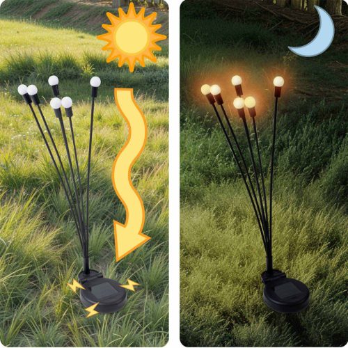 Led napelemes leszúrható dekoratív kerti lámpa szentjánosbogár effektussal, 2 db - Ilumen LS-101