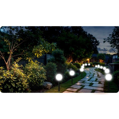 Led napelemes leszúrható, kerti gömb lámpa , 4 db - Ilumen LS-102