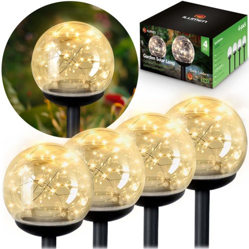 Led napelemes leszúrható, kerti gömb lámpa , 4 db - Ilumen LS-103