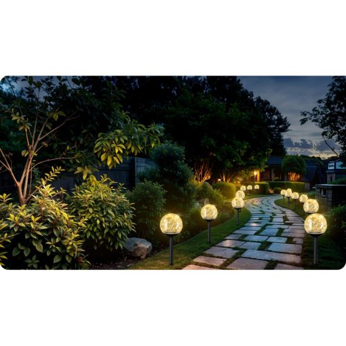 Led napelemes leszúrható, kerti gömb lámpa , 4 db - Ilumen LS-103