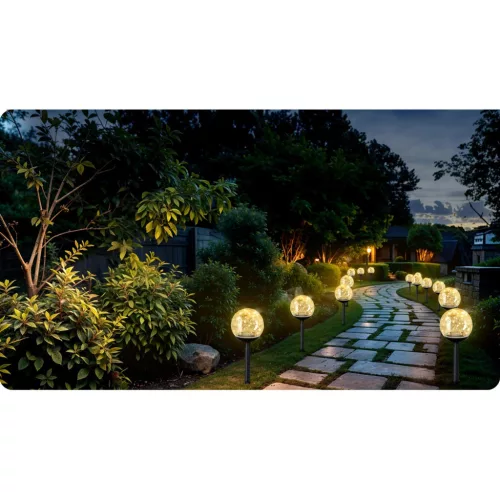 Led napelemes leszúrható, kerti gömb lámpa , 4 db - Ilumen LS-103