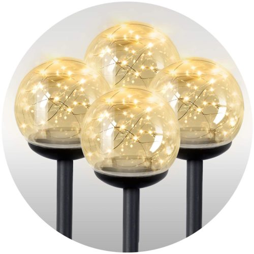 Led napelemes leszúrható, kerti gömb lámpa , 4 db - Ilumen LS-103