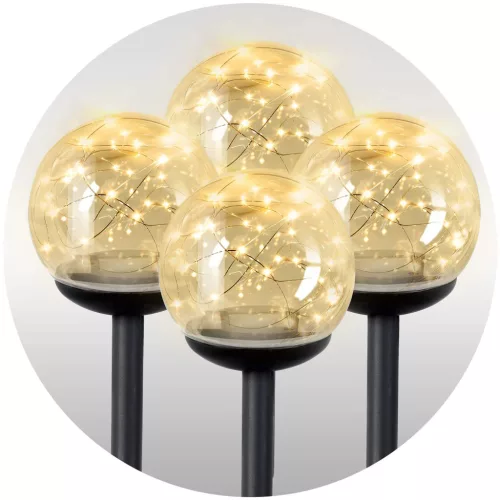 Led napelemes leszúrható, kerti gömb lámpa , 4 db - Ilumen LS-103