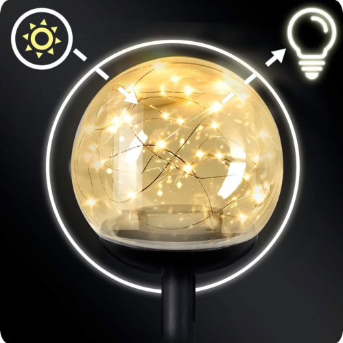 Led napelemes leszúrható, kerti gömb lámpa , 4 db - Ilumen LS-103