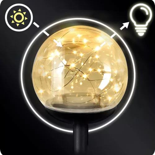 Led napelemes leszúrható, kerti gömb lámpa , 4 db - Ilumen LS-103