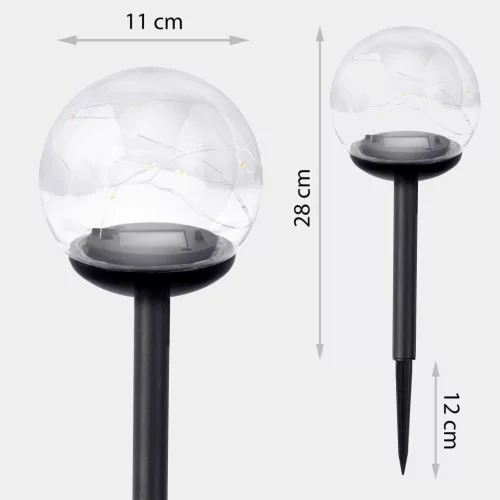 Led napelemes leszúrható, kerti gömb lámpa , 4 db - Ilumen LS-103