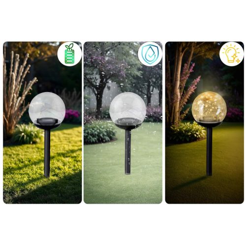 Led napelemes leszúrható, kerti gömb lámpa , 4 db - Ilumen LS-103