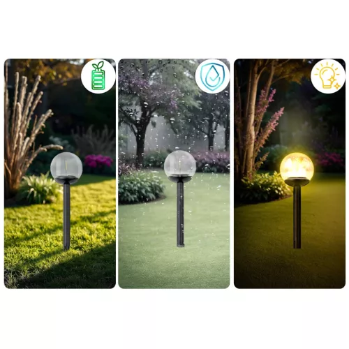 Led napelemes leszúrható, kerti gömb lámpa , 4 db - LS-103