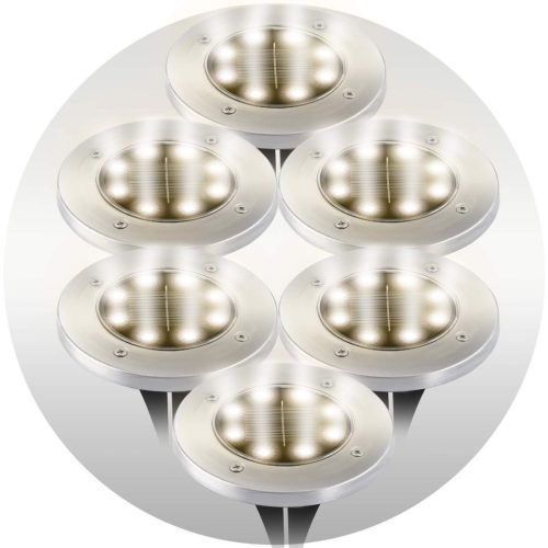 Led napelemes leszúrható, polikristályos szilikon napelem kerti lámpa, 6 db - Ilumen LS-104