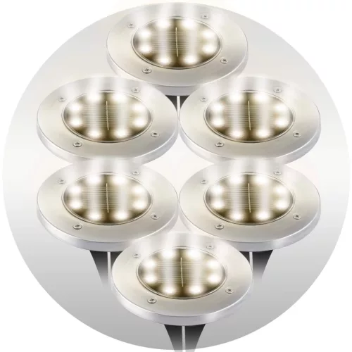 Led napelemes leszúrható, polikristályos szilikon napelem kerti lámpa, 6 db - Ilumen LS-104