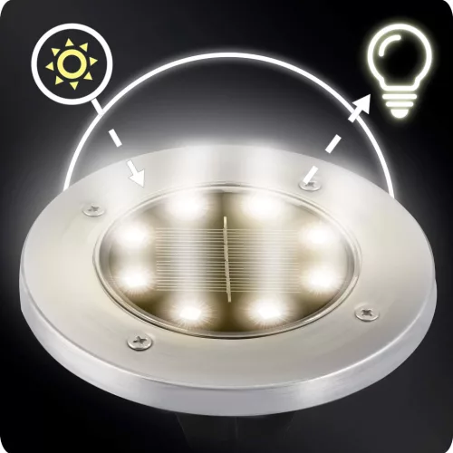 Led napelemes leszúrható, polikristályos szilikon napelem kerti lámpa, 6 db - Ilumen LS-104