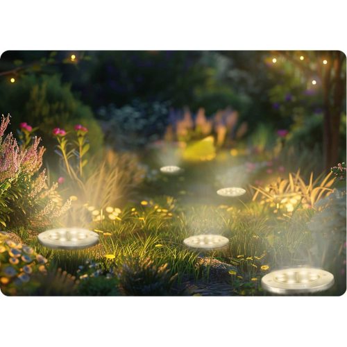 Led napelemes leszúrható, polikristályos szilikon napelem kerti lámpa, 6 db - Ilumen LS-104