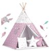 Nukido Teepee sátor lámpákkal gyerekeknek - rózsaszín csillagokkal