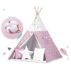 Nukido Teepee sátor lámpákkal gyerekeknek - rózsaszín csillagokkal