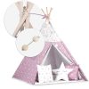 Nukido Teepee sátor lámpákkal gyerekeknek - rózsaszín csillagokkal