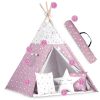 Nukido Teepee sátor lámpákkal gyerekeknek - rózsaszín csillagokkal