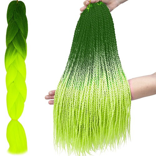 Szintetikus hajfonatok ombre zöld/neonW10344