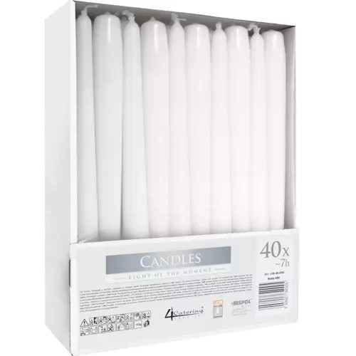 Fehér kúpos gyertya - 40 db-os készlet