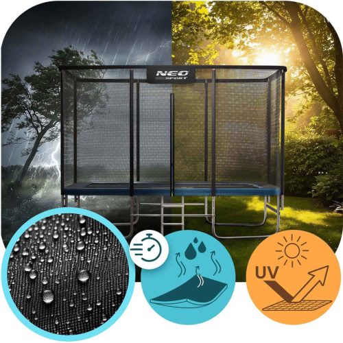 Neo-Sport téglalap alakú kerti trambulin 14x10ft/427x305cm kültéri hálóval és létrával
