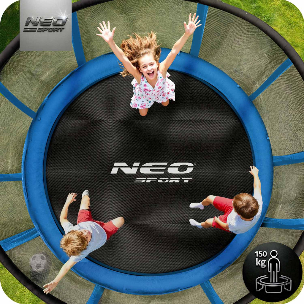 Neo-Sport külső hálós Trambulin létrával 312cm, 150kg - Kék