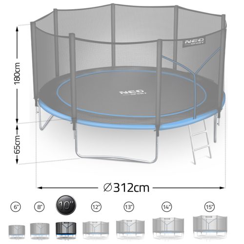 Kerti trambulin 10ft/312cm külső hálóval és létrával Neo-Sport