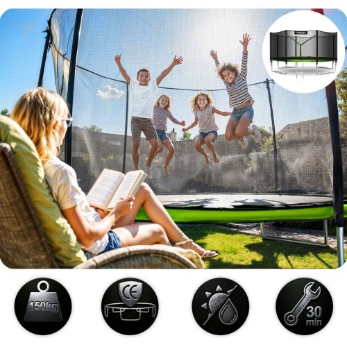 Kerti trambulin 12ft/374cm kültéri hálóval és létrával Neo-Sport