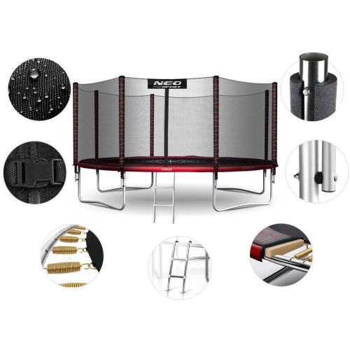 Kerti trambulin 12ft/374cm kültéri hálóval és létrával Neo-Sport