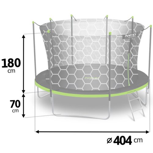 Kerti trambulin 13ft/404cm belső hálóval és létrával Neo-Sport