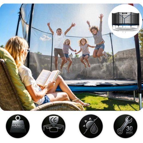 Kerti trambulin 13ft/404cm külső hálóval és létrával Neo-Sport