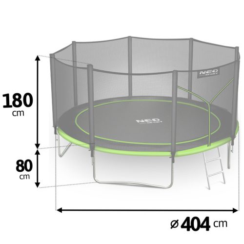Kerti trambulin 13ft/404cm külső hálóval és létrával Neo-Sport