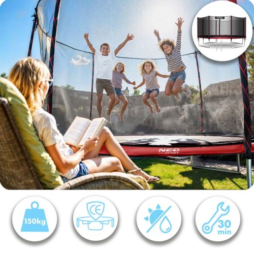 Kerti trambulin 13ft/404cm külső hálóval és létrával Neo-Sport