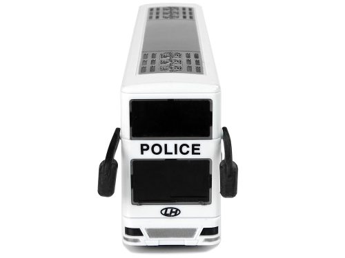 Fehér emeletes rendőrbusz lehúzó hanggal