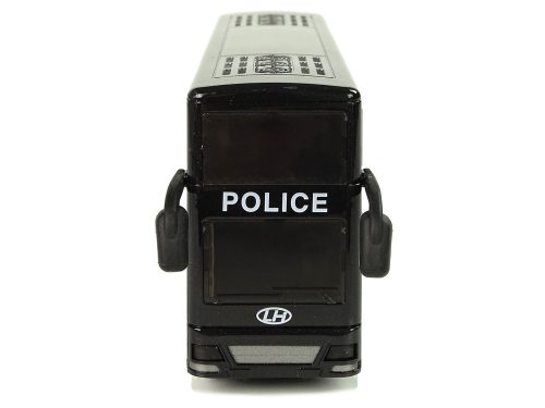 Fekete emeletes rendőrbusz lehúzó hanggal