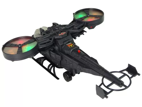 Katonai helikopter hatalmas szárnyak fények hang forog