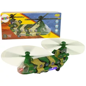 Katonai helikopter hatalmas szárnyak, fények hangzik Moro