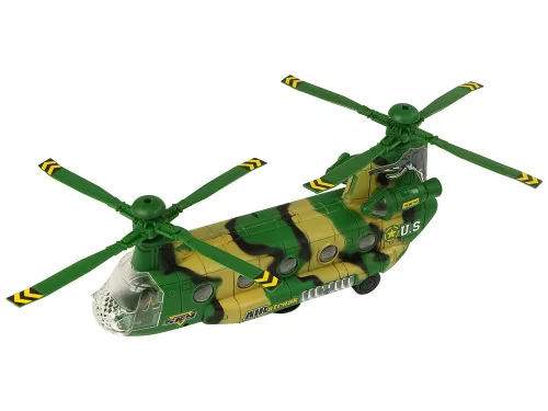 Katonai helikopter hatalmas szárnyak, fények hangzik Moro