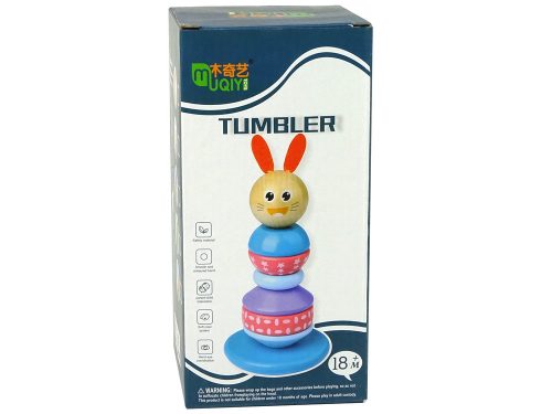 Fából készült oktatási piramis béka zöld egyensúlyozó torony