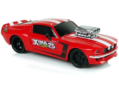 Távirányítós sportautó 1:16 piros-fehér csíkos pilóta