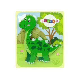 Fából készült Isanosaurus zöld dinoszaurusz puzzle