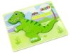 Fából készült Isanosaurus zöld dinoszaurusz puzzle