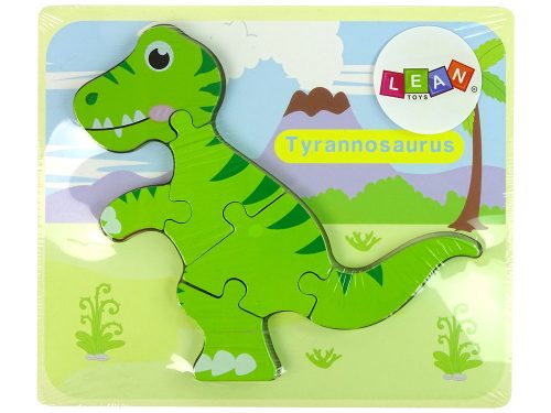 Fából készült Isanosaurus zöld dinoszaurusz puzzle