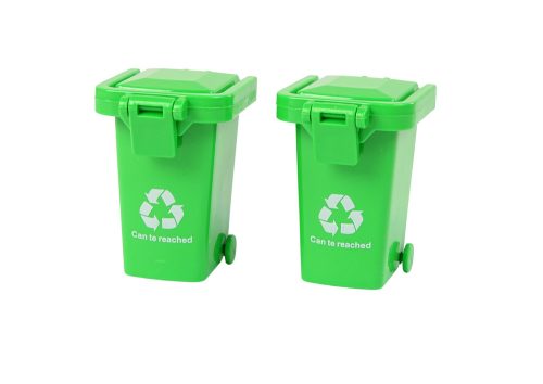 Zöld hulladékszállító teherautó mozgatható konténer világító kerekei