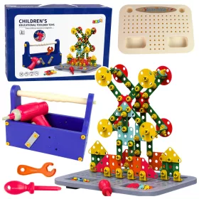   Építőelemek készlet Szerszámosládában + Elemes csavarhúzó DIY TOOL BOX