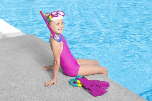 Búvárkészlet maszk, légzőcső, uszonyos rózsaszín Bestway 25019