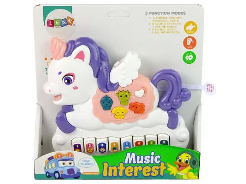 Interaktív Piano Unicorn Sound Animals Sounds Dallamok Fehér